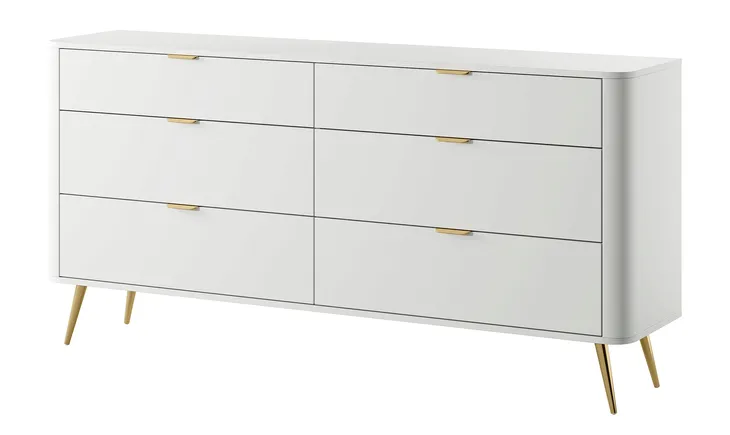Komoda Oval z sześcioma szufladami 172 cm Biała - Selsey Design
