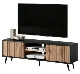 szafka-rtv-bello-z-lamelowymi-frontami-135-cm-czarna-dab-wotan-z-led