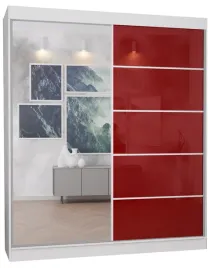 szafa-2d-160cm-biala-lustro-lacobel-czerwony