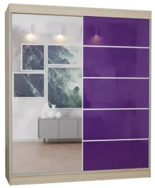 szafa-2d-150cm-sonoma-lustro-lacobel-fioletowy