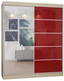 szafa-2d-150cm-sonoma-lustro-lacobel-czerwony
