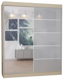 szafa-2d-140cm-sonoma-fronty-lustro-lacobel-szary