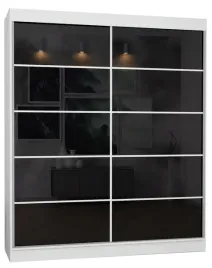 szafa-2d-160-cm-niska-biala-lacobel-czarny