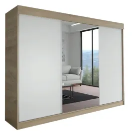szafa-milan-3d-220-cm-sonoma-bialy-1-lustro-garderoba-trzydrzwiowa