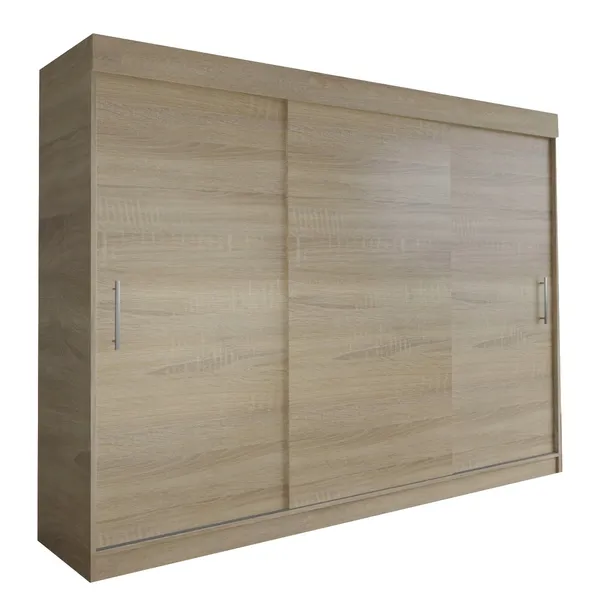 SZAFA MILAN - 3D 250 CM - DĄB SONOMA - garderoba trzydrzwiowa z uchwytem