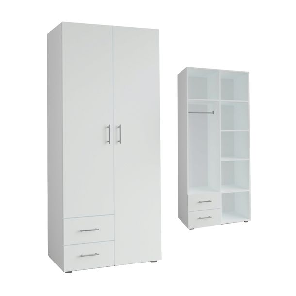 SZAFA MIA 80x192 - BIAŁA - SZAFA UCHYLNA / OTWIERANA Z SZUFLADAMI