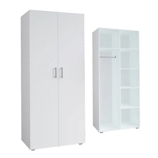 SZAFA MOLLY 80x192 CM - BIAŁA - SZAFA Z PÓŁKAMI / SZAFA OTWIERANA