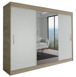 szafa-milan-3d-210-cm-sonoma-biala-1x-lustro-garderoba-z-uchwytem
