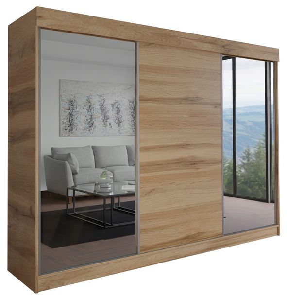 SZAFA MILAN - 3D 190 CM - dąb wotan - szafa przesuwna z lustrami