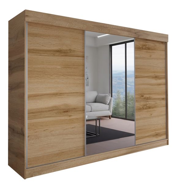 SZAFA MILAN - 3D 160 CM - dąb wotan - szafa przesuwna z lustrem