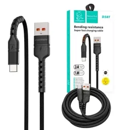 kabel-denmen-d058t-usb-typ-c-or-3a-or-1m-or-solidny-wzmacniany-oplot