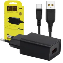 denmen-ladowarka-sieciowa-do-telefonu-usb-2-4a-kabel-usb-usb-c-czarna