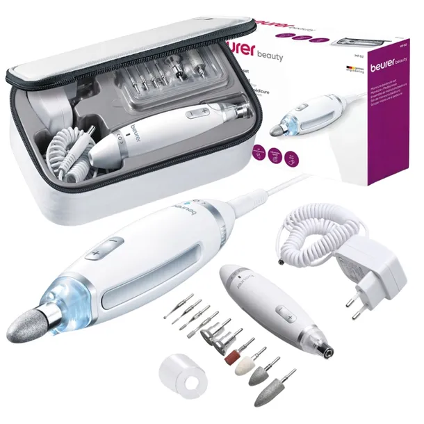 FREZARKA DO PAZNOKCI MANICURE / PEDICURE ZESTAW BEURER MP62 + 10 KOŃCÓWEK