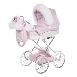 wozek-dla-lalek-junama-lulla-mini-rozowy-futro-rekawiczki-pompon-duze-kola