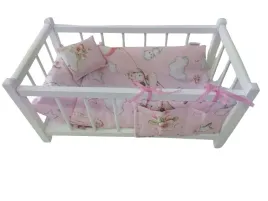 lozeczko-dla-lalek-drewniane-biale-posciel