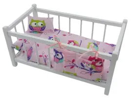 lozeczko-dla-lalek-drewniane-biale-posciel