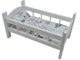 lozeczko-dla-lalek-biale-drewniane-posciel