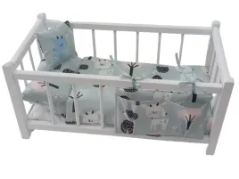 lozeczko-dla-lalek-drewniane-biale-posciel