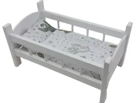 lozeczko-dla-lalek-biale-drewniane-posciel