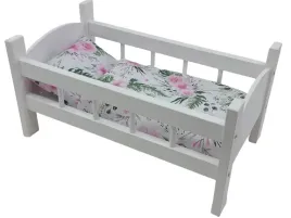 lozeczko-dla-lalek-biale-drewniane-posciel