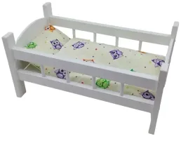 lozeczko-dla-lalek-biale-drewniane-posciel