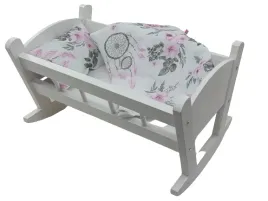 kolyska-dla-lalek-biala-posciel-z-materacem