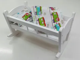 kolyska-dla-lalek-biala-posciel-z-materacem
