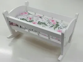 kolyska-dla-lalek-biala-posciel-z-materacem