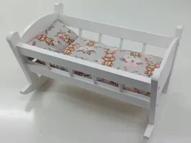 kolyska-dla-lalek-biala-posciel-z-materacem