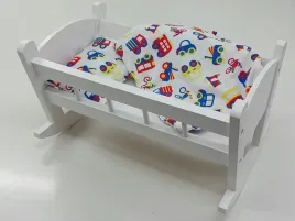 kolyska-dla-lalek-biala-posciel-z-materacem