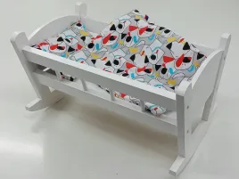 kolyska-dla-lalek-biala-posciel-z-materacem