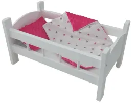 lozeczko-biale-drewniane-dla-lalki-posciel