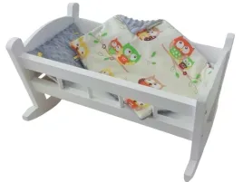 kolyska-dla-lalek-biala-z-posciela-kolyska-drewniana