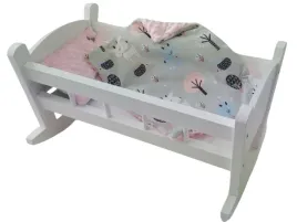 kolyska-dla-lalek-biala-z-posciela-kolyska-drewniana