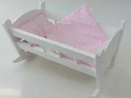 biala-kolyska-drewniana-dla-lalek-z-posciela