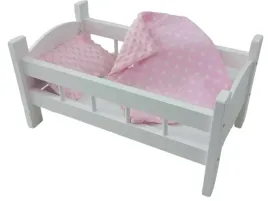 lozeczko-biale-drewniane-dla-lalki-posciel