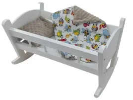 kolyska-dla-lalek-biala-z-posciela-kolyska-drewniana