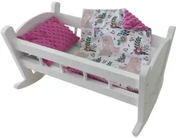 kolyska-dla-lalek-biala-z-posciela-kolebka-drewniana