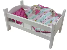 lozeczko-biale-drewniane-dla-lalki-posciel