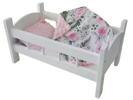lozeczko-biale-drewniane-dla-lalki-posciel