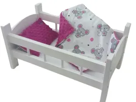 lozeczko-biale-drewniane-dla-lalki-posciel