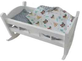 kolyska-dla-lalek-biala-z-posciela-kolyska-drewniana