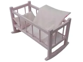 kolyska-rozowa-dla-lalek-posciel-kolebka-drewniana-dla-lalek