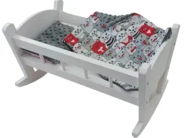 kolyska-dla-lalek-biala-z-posciela-kolyska-drewniana