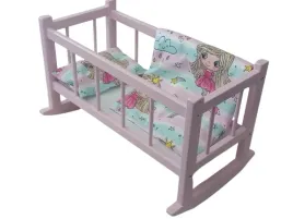 rozowa-kolyska-dla-lalek-posciel-kolebka-drewniana-dla-lalek