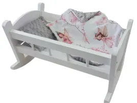 kolyska-dla-lalek-biala-z-posciela-kolyska-drewniana