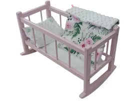 rozowa-kolyska-dla-lalki-kolderka-poduszka-materac-kolebka-rozowa