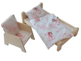 lozko-i-fotel-dla-lalek-mebelki-drewniane-dla-lalek-zestaw-z-posciela