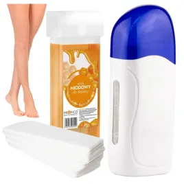 zestaw-depilacja-wosk-w-rolce-100ml-podgrzewacz-40w-paski-25-szt