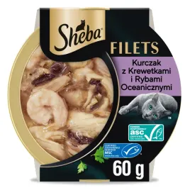mokra-karma-dla-kota-sheba-fileciki-kurczak-ryby-krewetki-w-sosie-60g